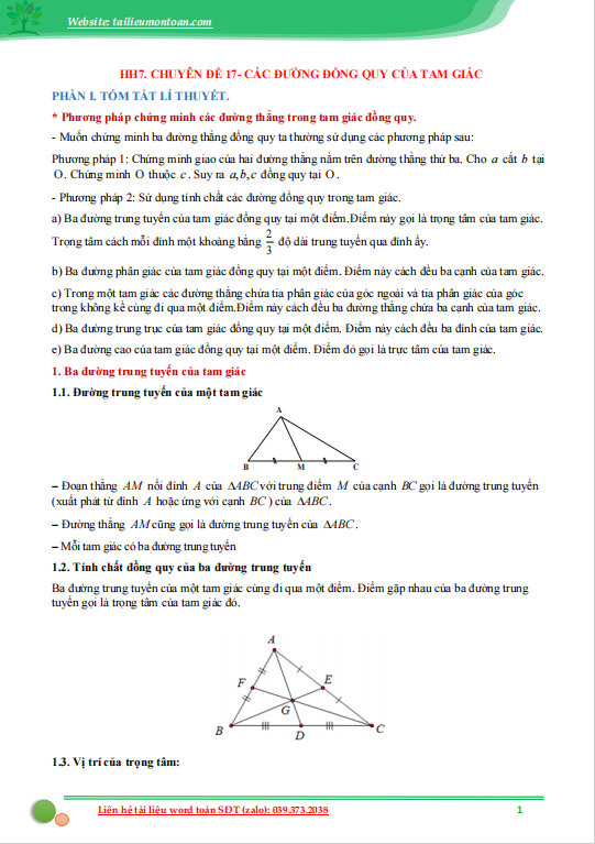 Các đường đồng quy của tam giác